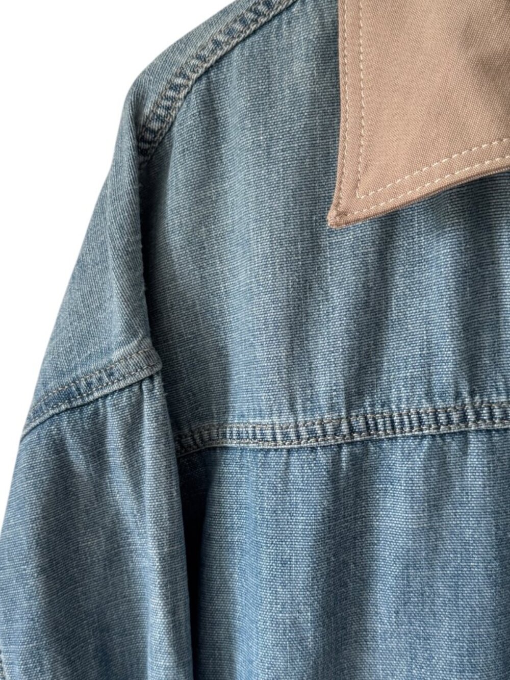 We The Free Lemon Denim Jacket Size Med Denim Oversized Chore Barn Style Pockets - Picture 8 of 12